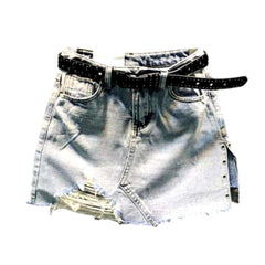 Distressed-Jeans-Skort mit verziertem Schlitz