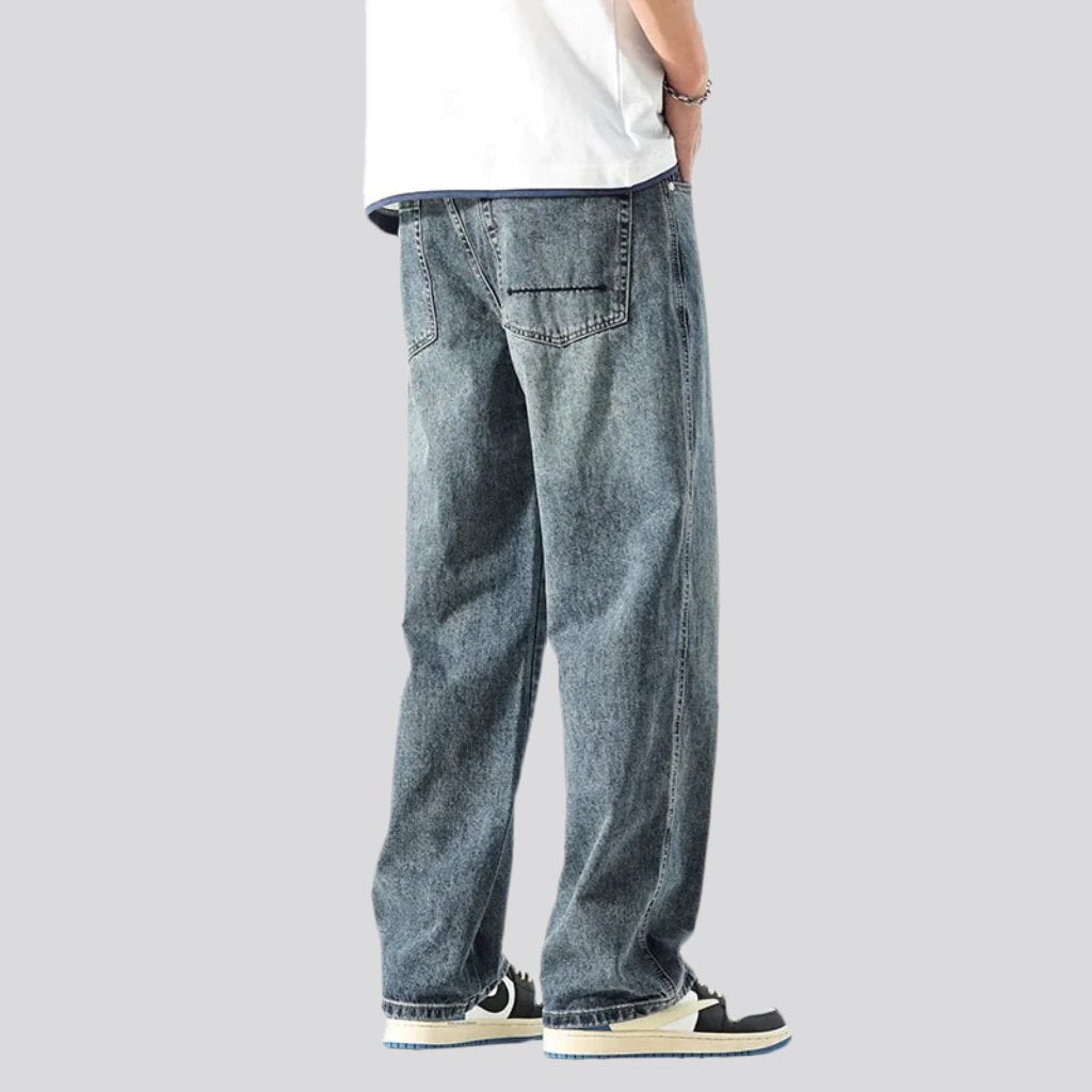 Baggy mid-waist jeans for men