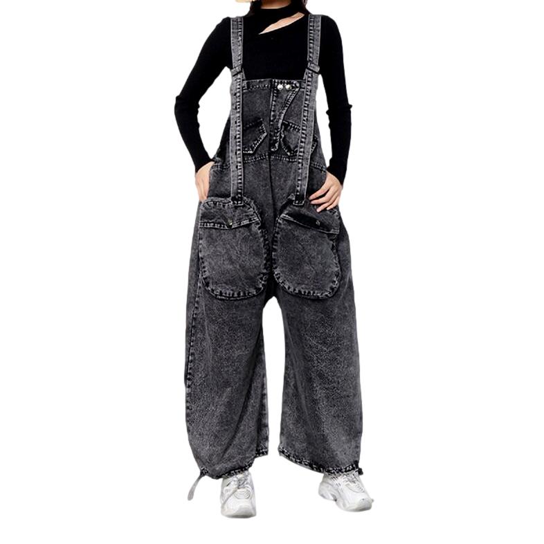 Jeans-Overall mit runden Taschen für Damen