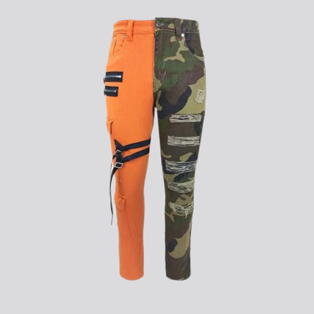 Vaqueros de camuflaje naranja para hombre