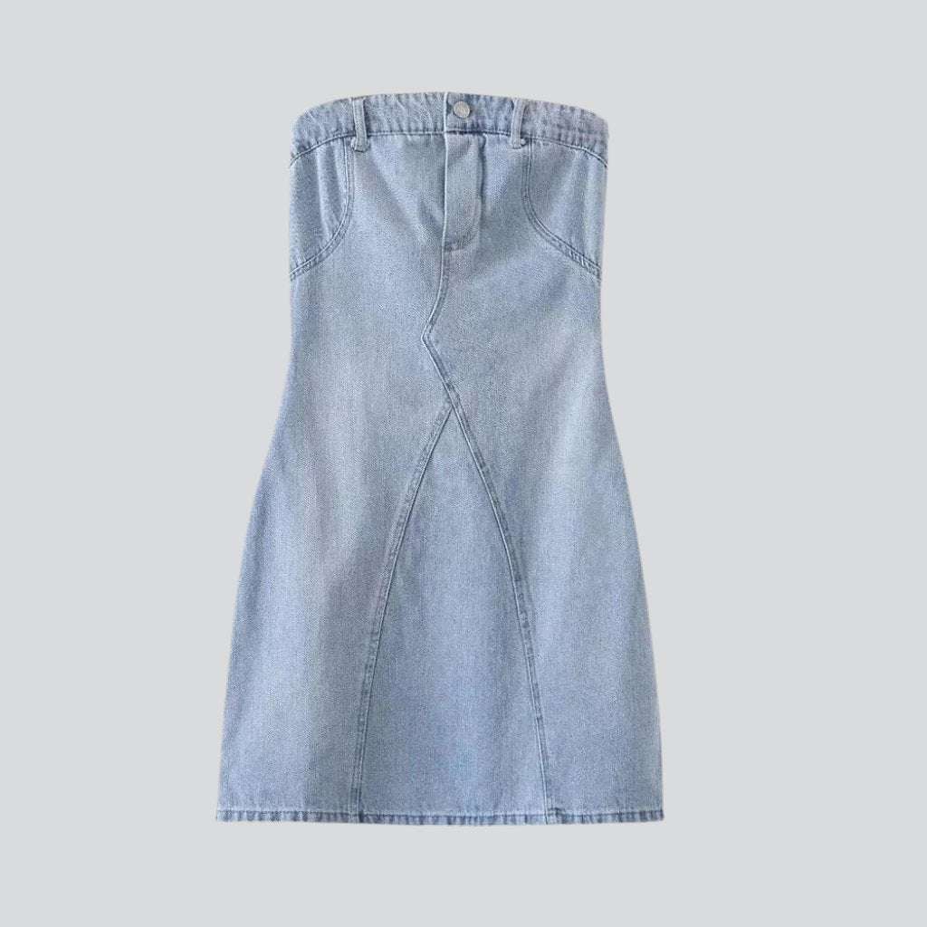 Light vintage strapless denim dress