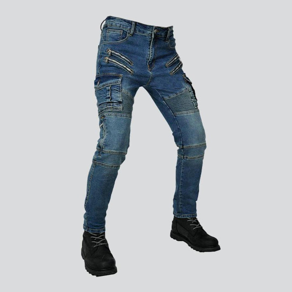 Men moto jeans with zippers