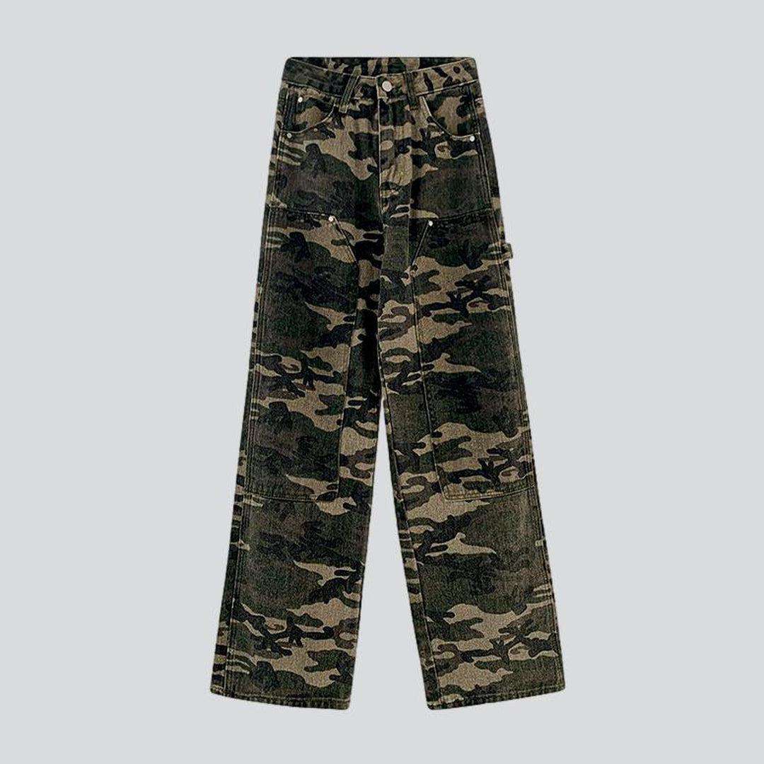 Gerade geschnittene Jeans für Damen mit Camouflage-Print