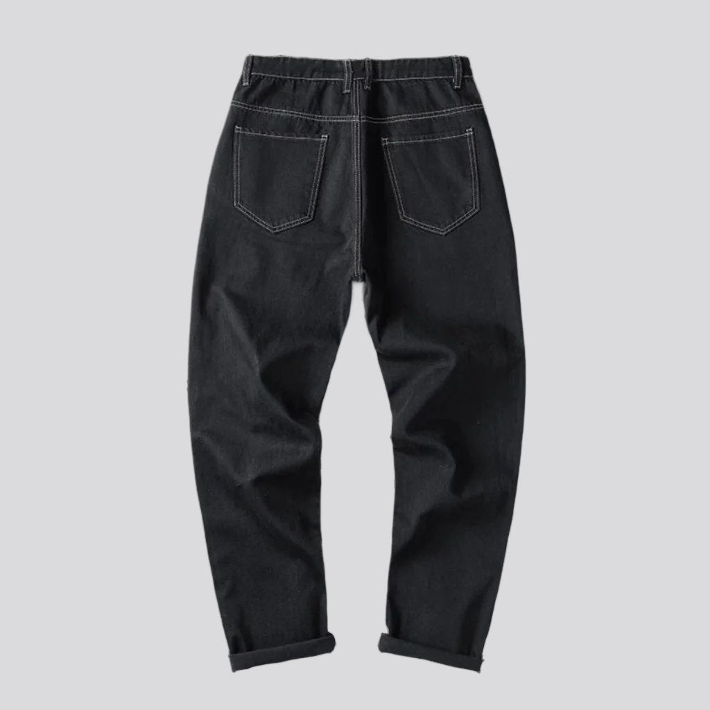 Mid-waist stonewashed jeans for men