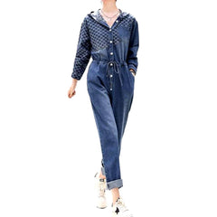 Ornament print women denim overall