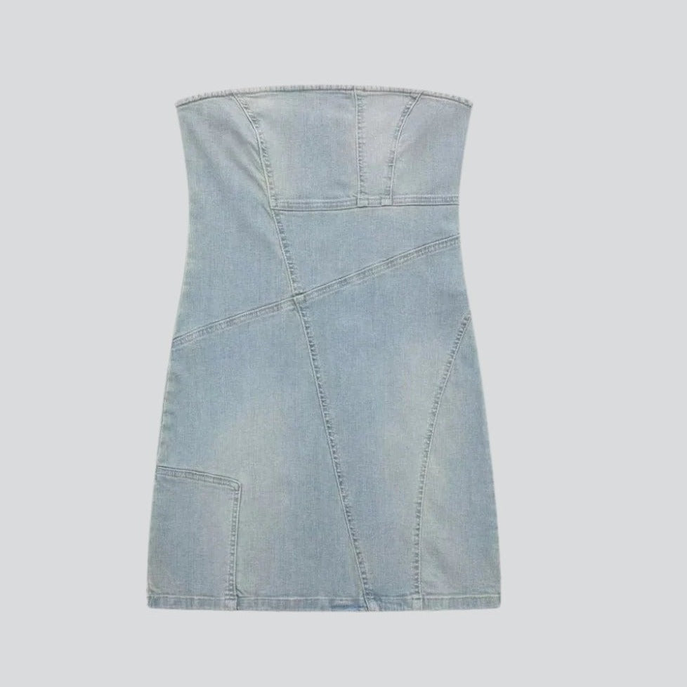 Vintage wash strapless denim dress