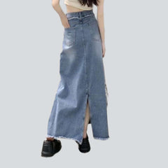 Back slit urban denim skirt