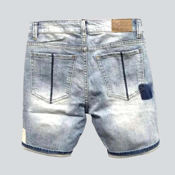 Embroidered bermuda men denim shorts