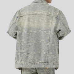 Distressed vintage denim jacket for men