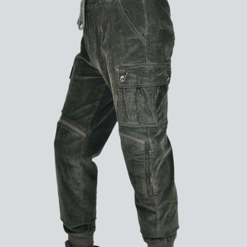 Corduroy men biker jeans