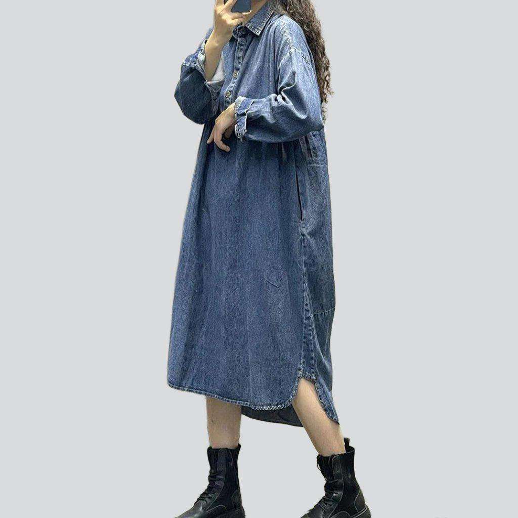 Long urban shirt denim dress