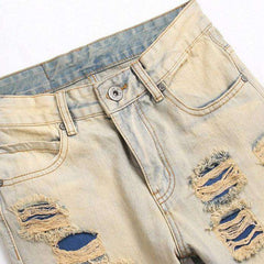 Distressed men jeans with zippers