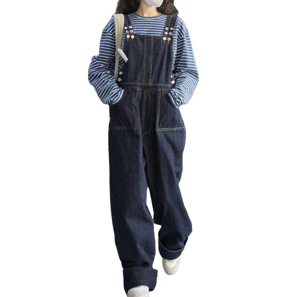 Baggy navy women denim dungaree