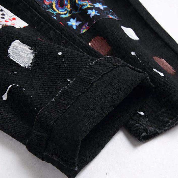 Color stains patchwork men jeans