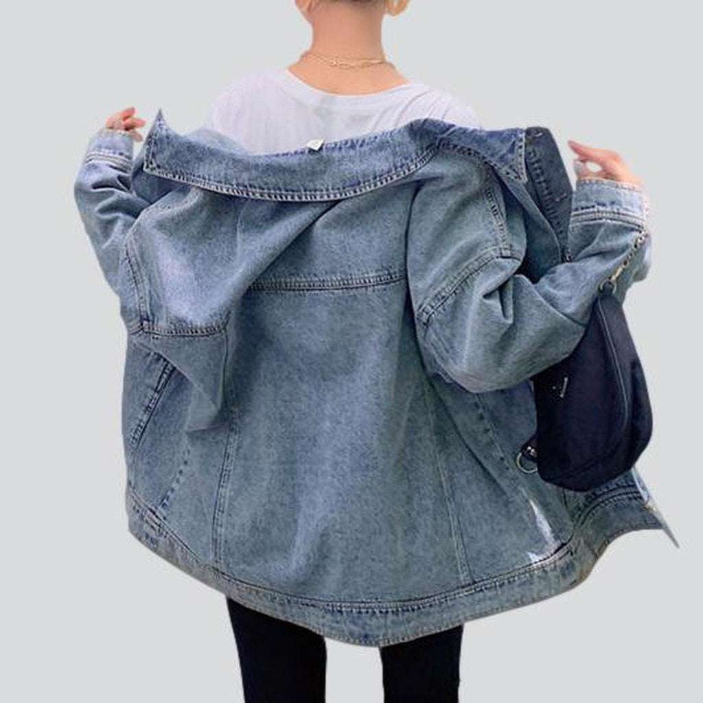 Gebleichte übergroße Damen-Jeansjacke