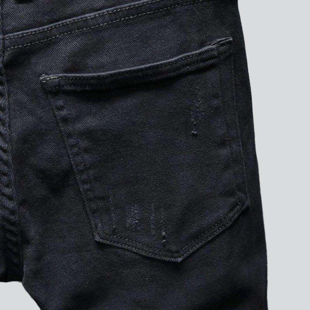 Black distressed jeans for men