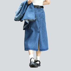 A-line denim long skirt