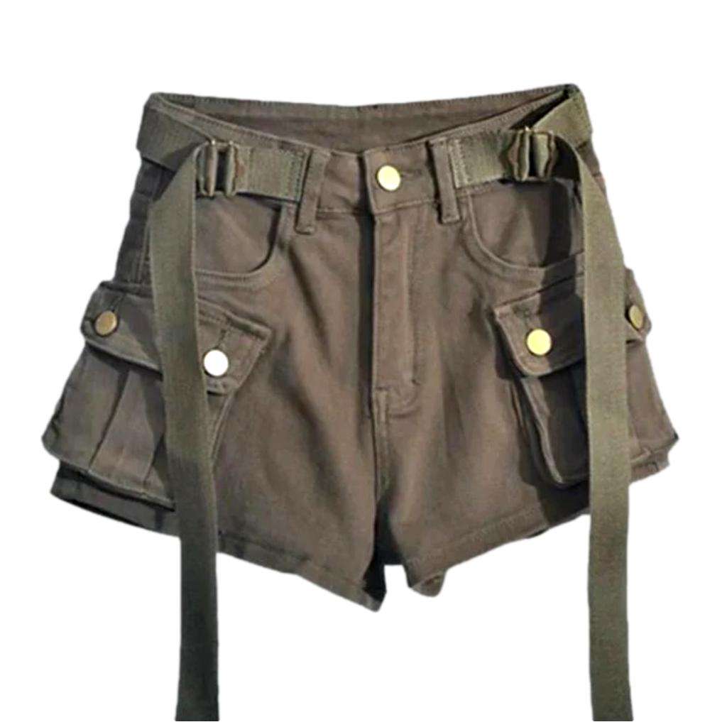 Cargo wide-leg women denim shorts