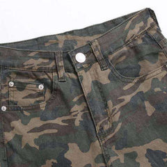 Camouflage print distressed men jeans