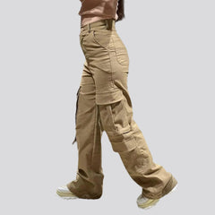 Sand hue women cargo jeans