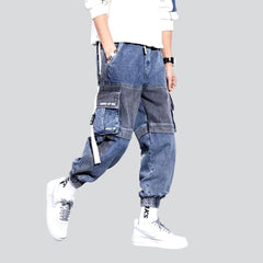 Two-color men denim pants