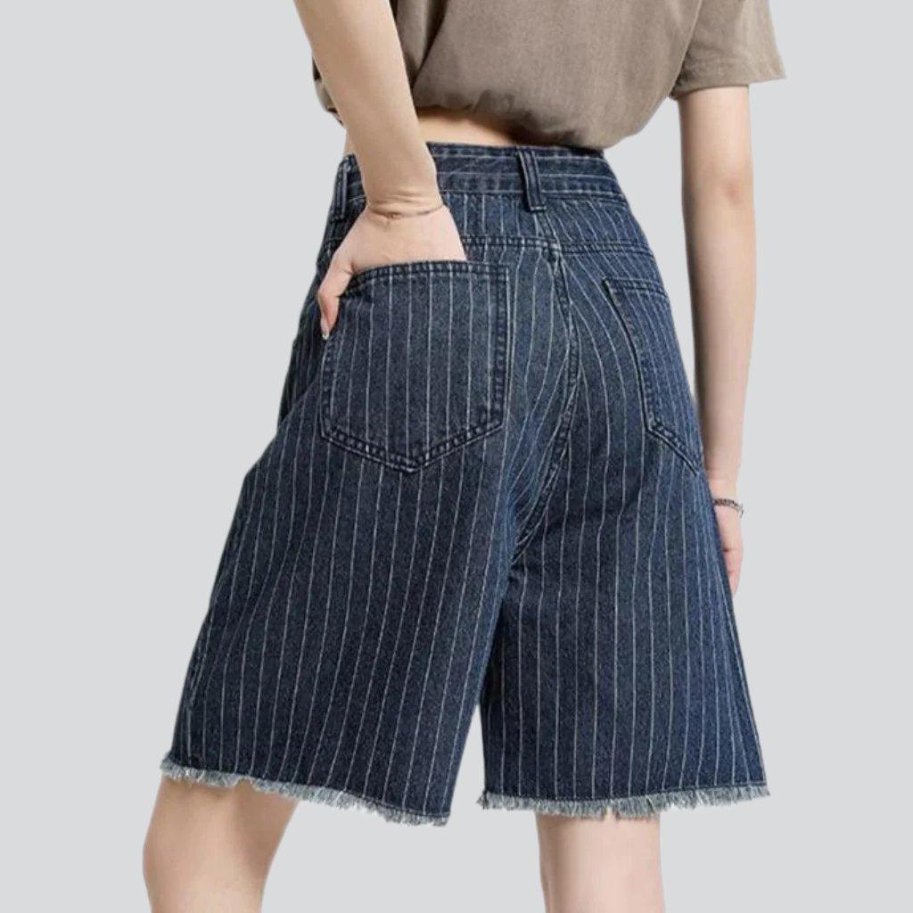 Shorts vaqueros de mujer con corte a rayas