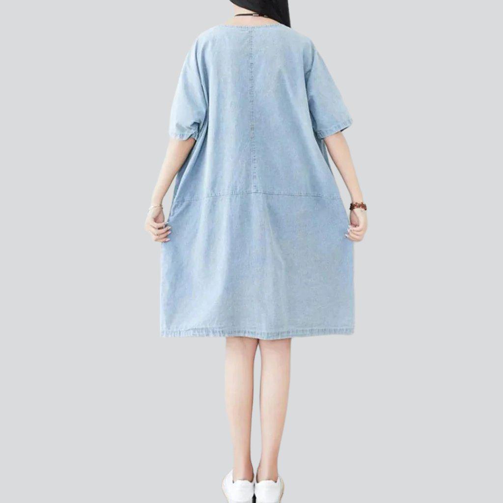 Streetwear flower print denim dress