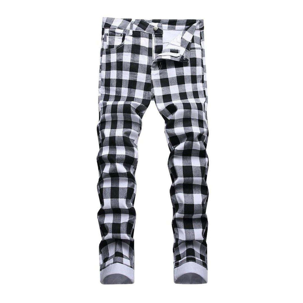 Checkered white men jeans