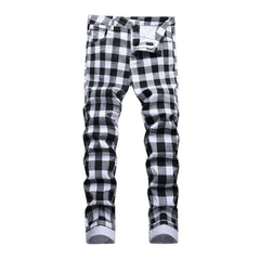 Checkered white men jeans