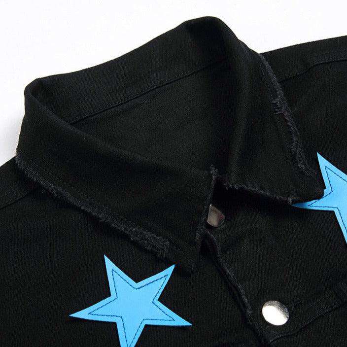 Chaqueta vaquera con bordado de estrellas azules