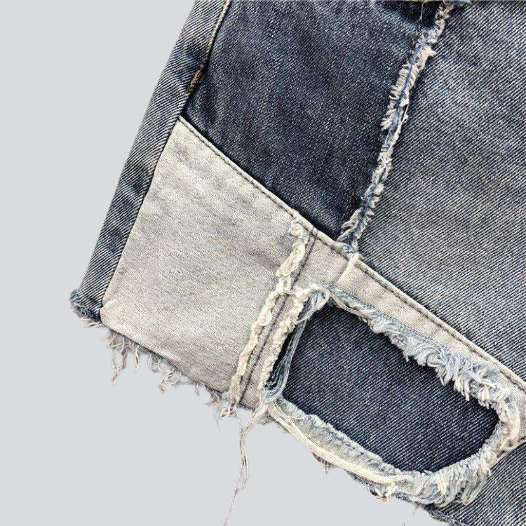 Layered patchwork women denim shorts