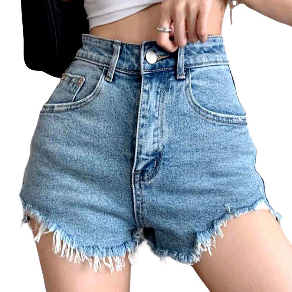 Casual chic distressed denim shorts