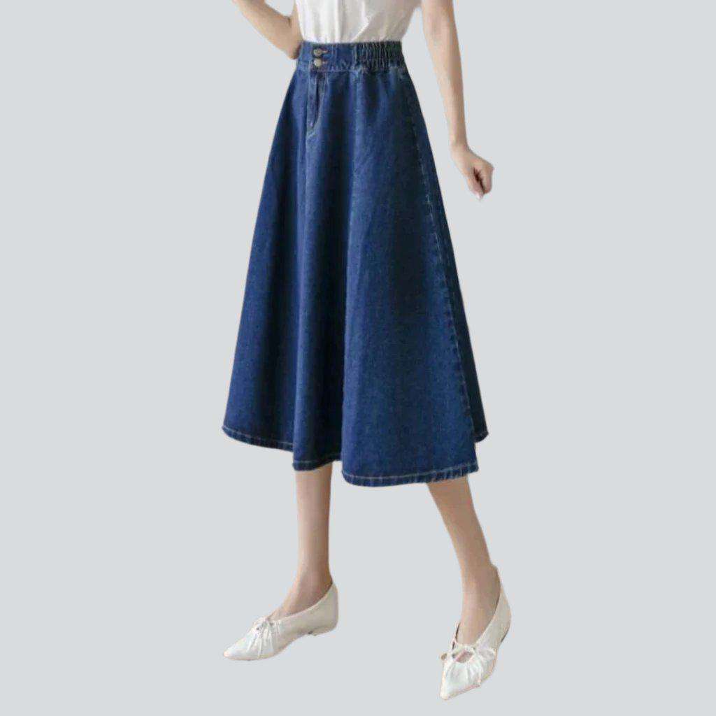 Elegant denim skirt with rubber