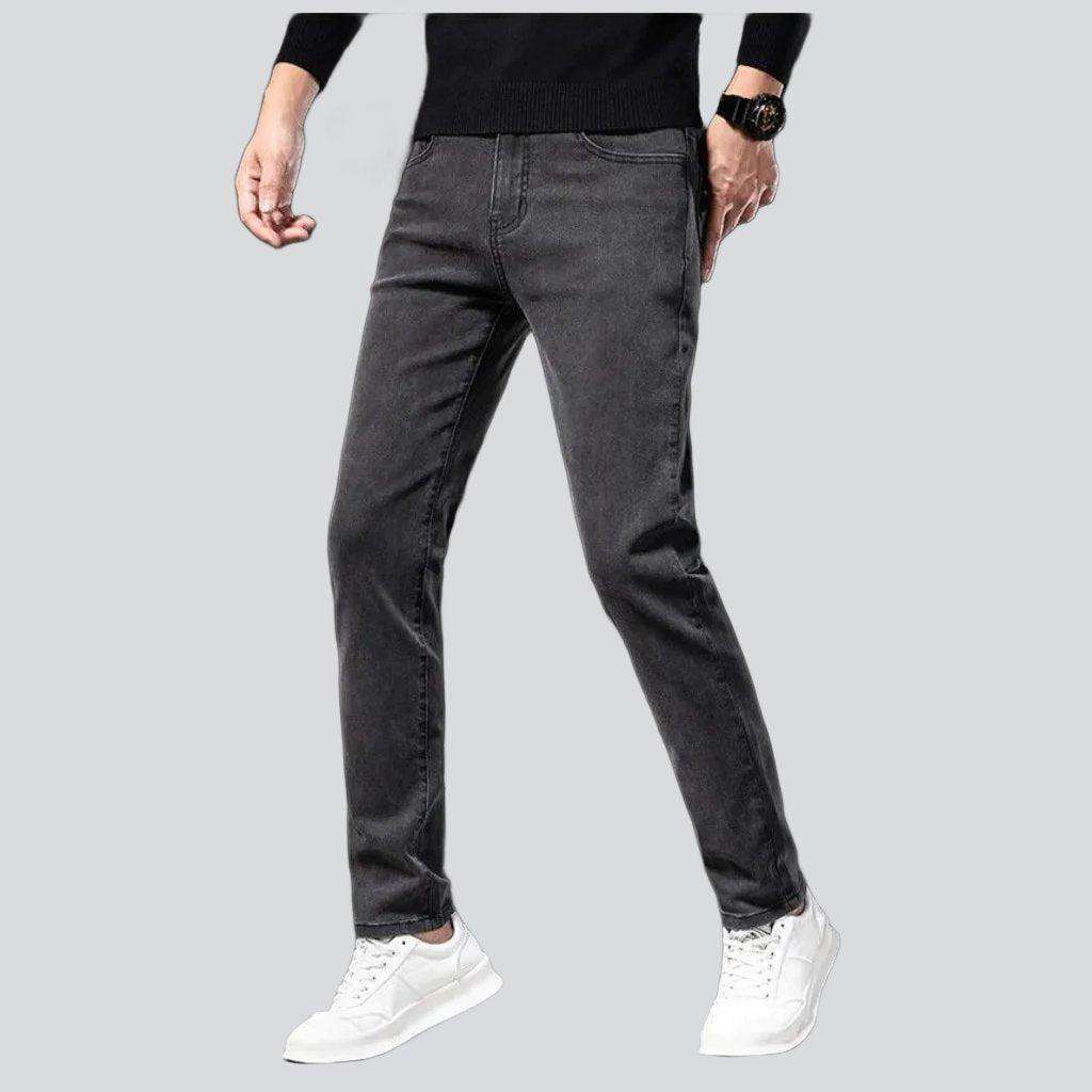 Black grey slim men jeans