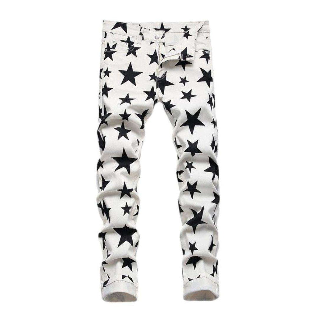 Black star print men jeans