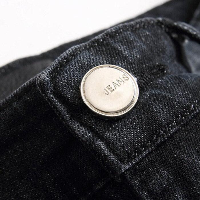 Weiße Patch-Bikerjeans für Herren