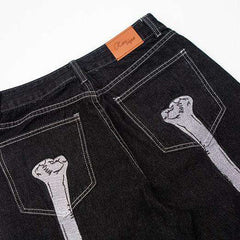 Bone print baggy men jeans