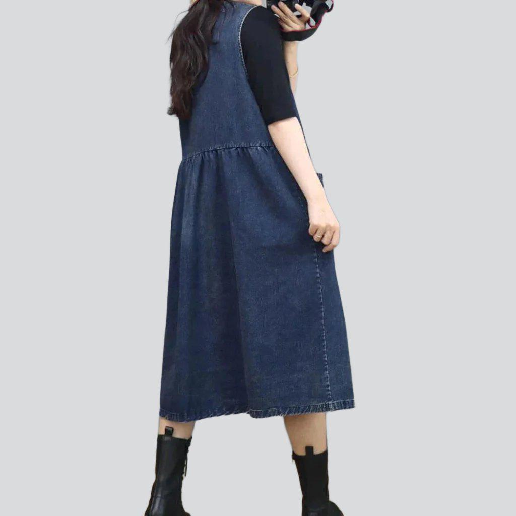 Sleeveless long denim dress