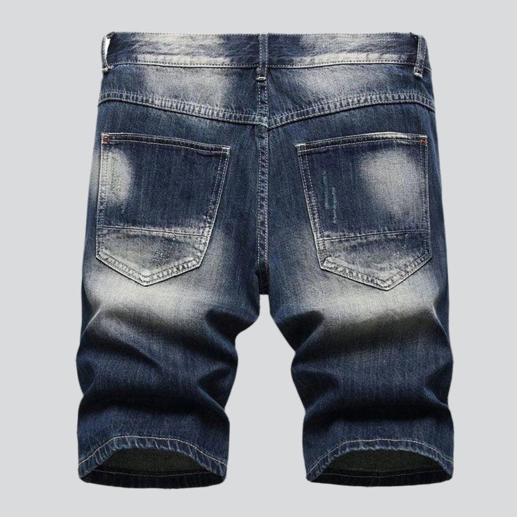 Distressed whiskered men denim shorts