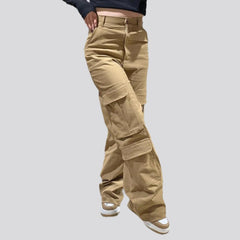 Sand hue women cargo jeans