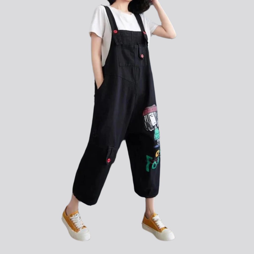 Ripped jean jumpsuit for women