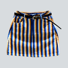 Color-striped women denim skirt