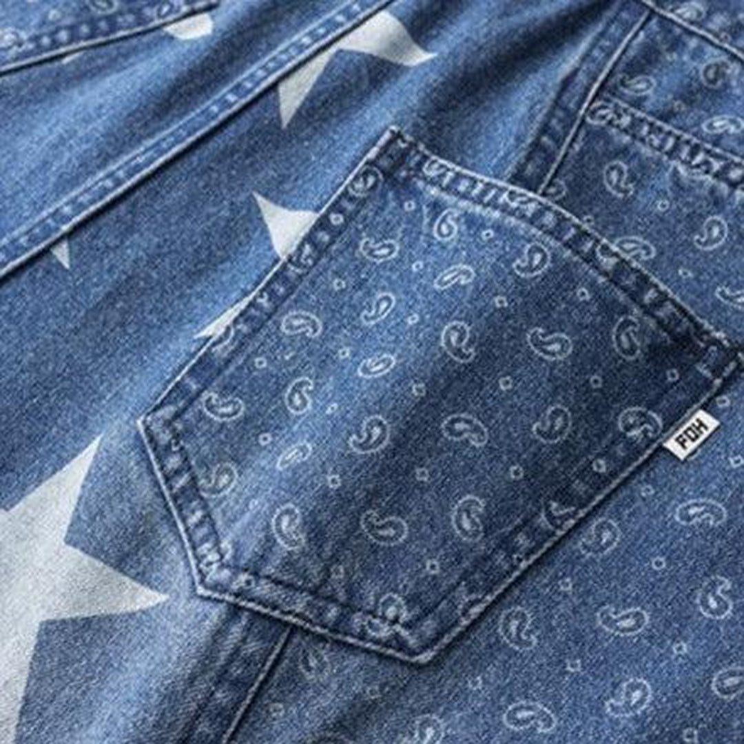 Star & ornament print baggy jeans