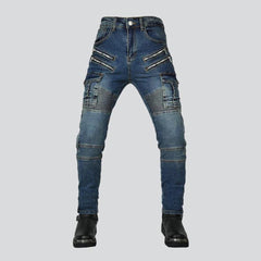 Men moto jeans with zippers