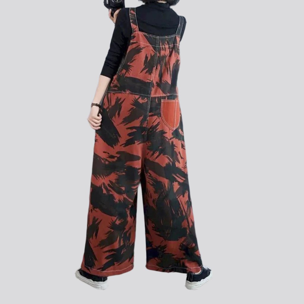 Color jeans jumpsuit for ladies