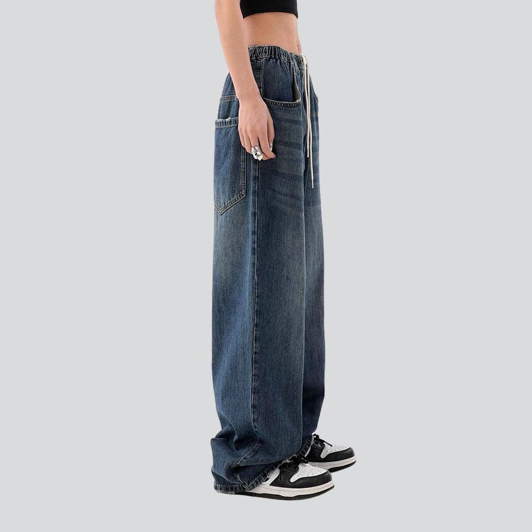 Women baggy jeans with drawstrings