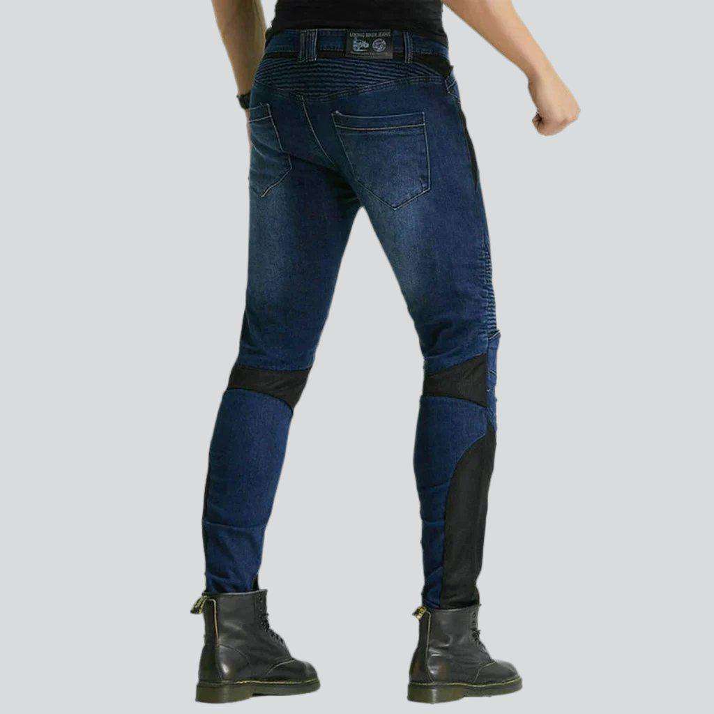 Breathable mesh men moto jeans