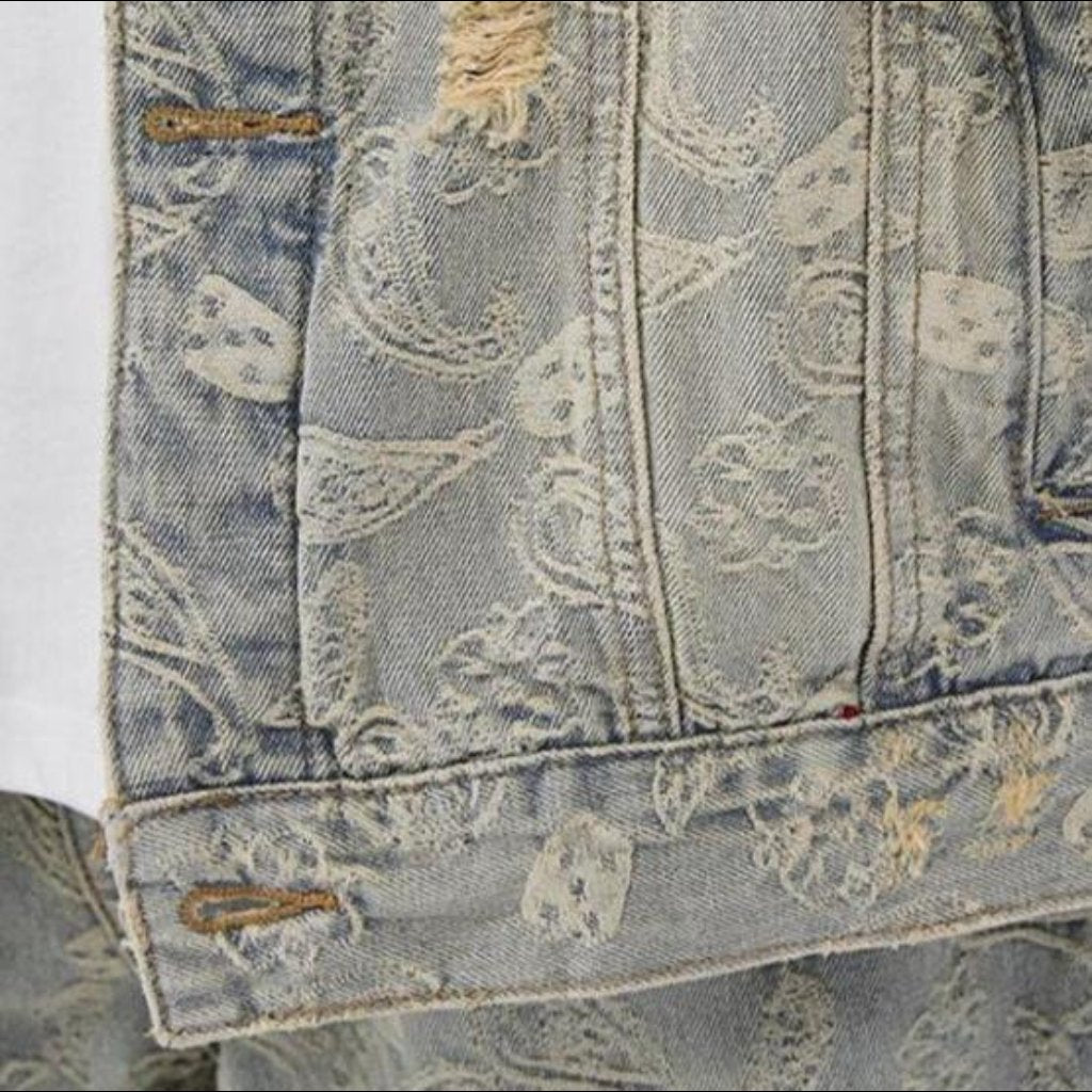 Distressed vintage denim jacket for men