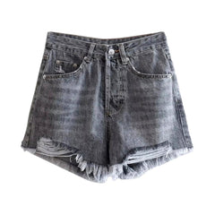 Streetwear wide distressed jeans shorts