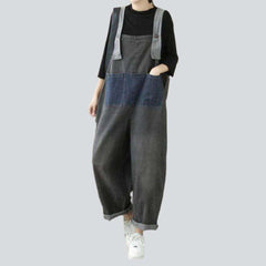 Dark grey women denim jumpsuit